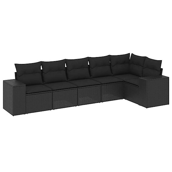 vidaXL 6-Tlg Garten-Sofagarnitur mit Kissen Schwarz Poly Rattan 3222584 günstig online kaufen