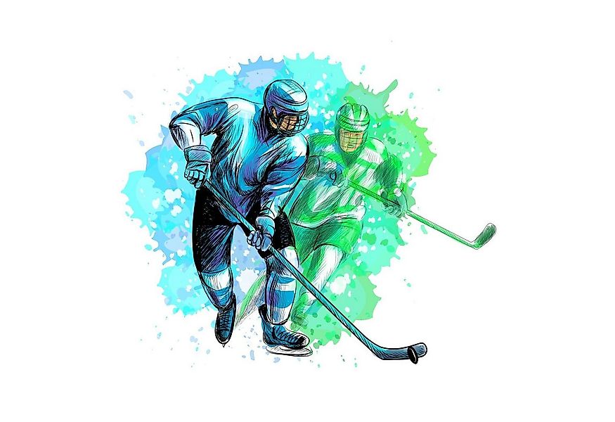 nikima Wandtattoo 191 Wandtattoo Eishockey Spieler grün blau - Größe 750 x günstig online kaufen