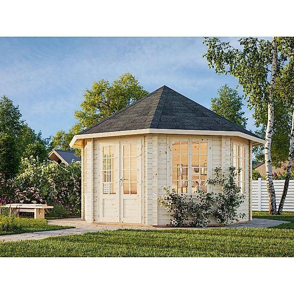 Palmako Holz-Pavillon Hanna Grau tauchgrundiert BxT: 421 cm x 421 cm günstig online kaufen