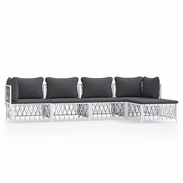 Vidaxl 5-tlg. Garten-lounge-set Mit Kissen Weiß Stahl günstig online kaufen