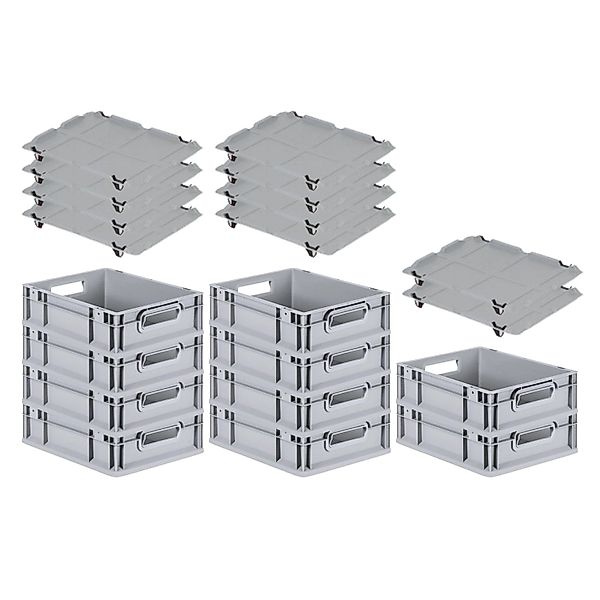 PROREGAL SparSet 10x Eurobox NextGen Grip mit Auflagedeckel mit 4 Schwarzen günstig online kaufen