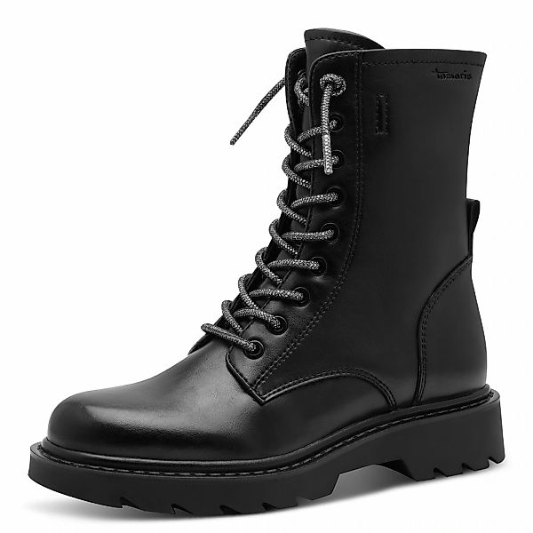 Tamaris Schnürstiefelette, Blockabsatz, Schnürboots mit glänzenden, elastis günstig online kaufen