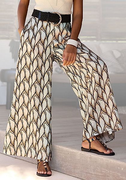 LASCANA Webhose aus leichter Satinqualität, weite Palazzohose mit Taschen, günstig online kaufen