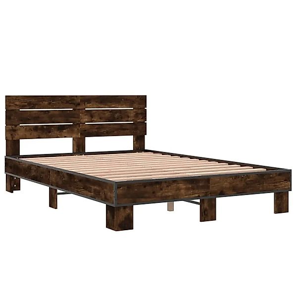 vidaXL Bettgestell Räuchereiche 140x190 cm Holzwerkstoff und Metall 3280169 günstig online kaufen