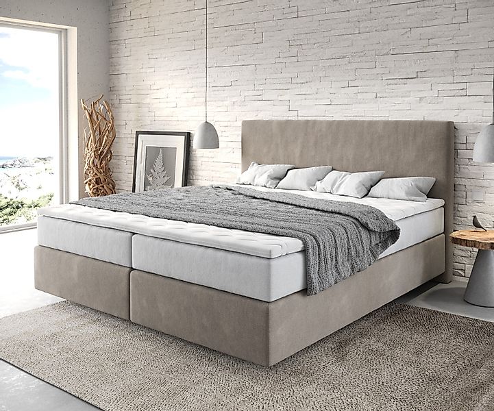 DELIFE Boxspringbett Dream-Well, Mikrofaser Beige 180x200 günstig online kaufen