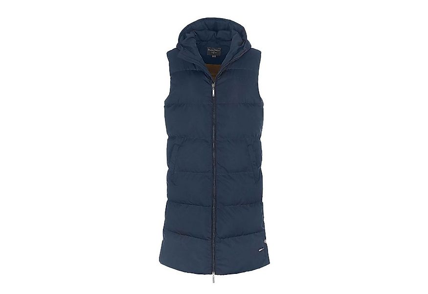 Coastguard Longweste Damen Steppweste lang mit Kapuze und geknöpften Seiten günstig online kaufen