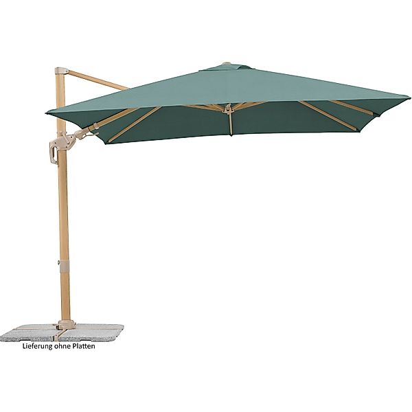Schneider Ampelschirm Rhodos Twist Loft 300 cmx 300 cm Grün mit Kurbelmecha günstig online kaufen
