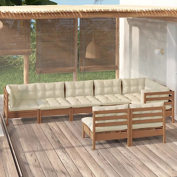 8-tlg. Garten-lounge-set Mit Kissen Honigbraun Kiefernholz günstig online kaufen