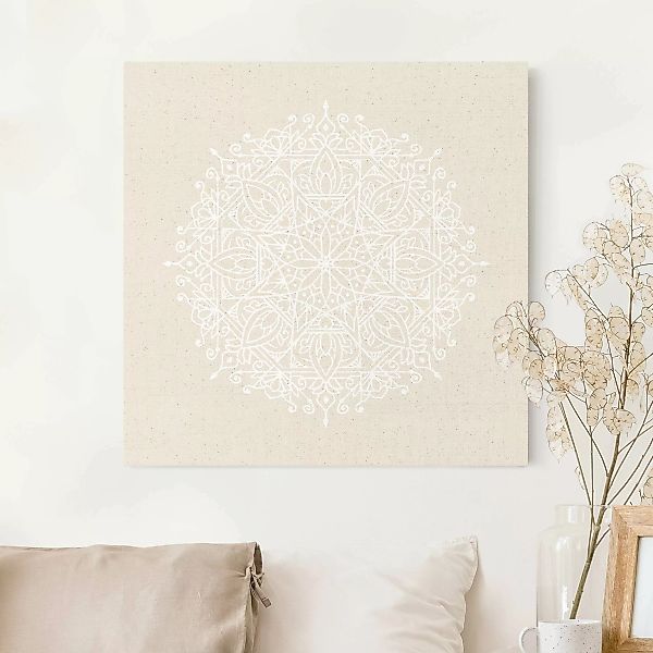Leinwandbild auf Naturcanvas Weiße Linien - Mandala günstig online kaufen
