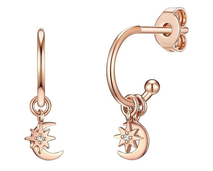 Lulu & Jane Paar Ohrstecker Halbmond/Stern roségold, mit Zirkonia günstig online kaufen