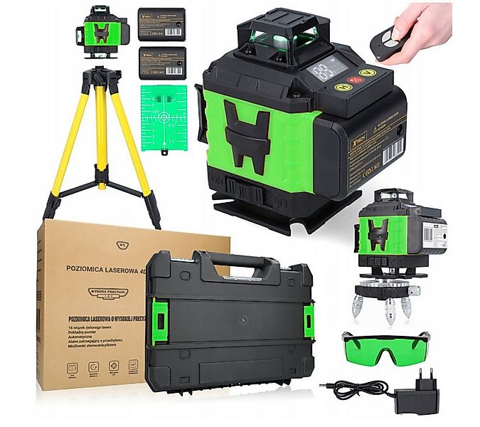 OKWISH Laserwasserwaage Kreuzlinienlaser mit Stativ 4D 16 Linienlaser IP54 günstig online kaufen