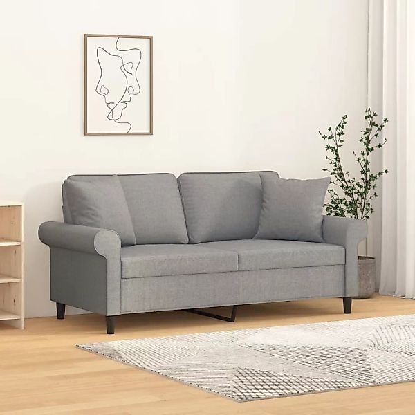 Vidaxl 2-sitzer-sofa Mit Kissen Hellgrau 140 Cm Stoff günstig online kaufen