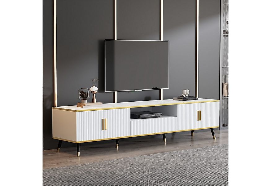 Odikalo Lowboard TV-Schrank TV-Board Marmoroptik weiss (Moderner niedriger günstig online kaufen