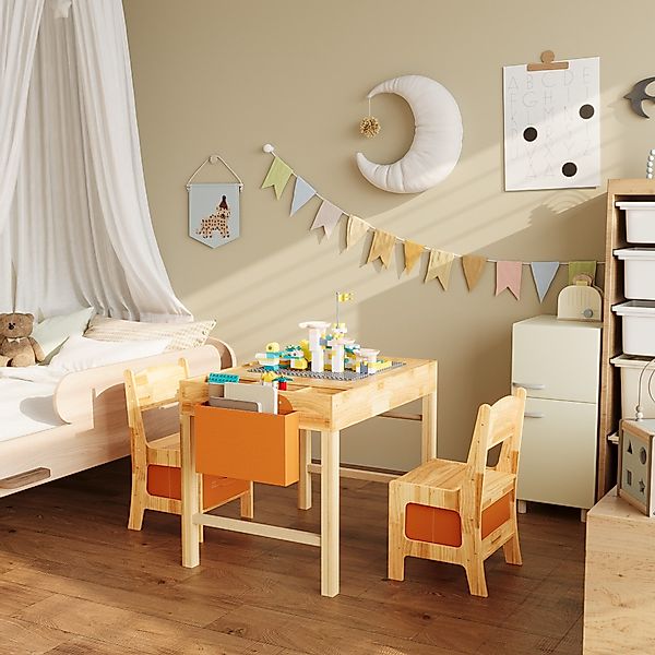 FUFU&GAGA Kindersitzgruppe Kinderspieltisch mit Stühlen, Natur, günstig online kaufen