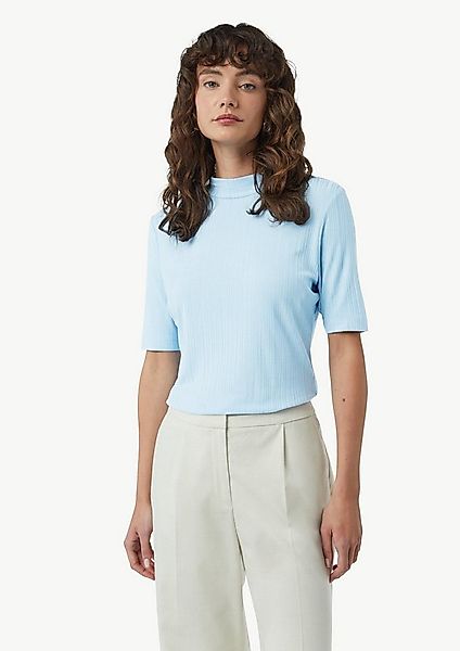 comma Kurzarmshirt T-Shirt Schmales T-Shirt mit Stehkragen und Rippstruktur günstig online kaufen