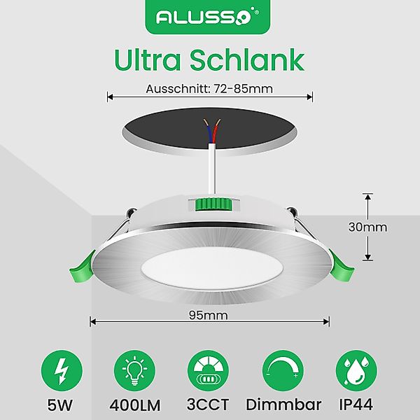 ALUSSO LED Einbaustrahler 6er-Set, Decken Leuchte, günstig online kaufen