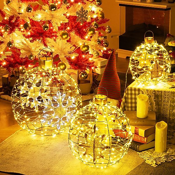 COSTWAY Weihnachtsfigur (3 St), LED Dekokugel, günstig online kaufen