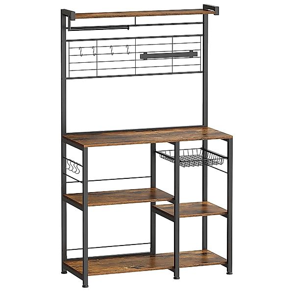 Songmics Küchenregal KKS026B01 mit Küchenrollenhalter Braun-Schwarz günstig online kaufen