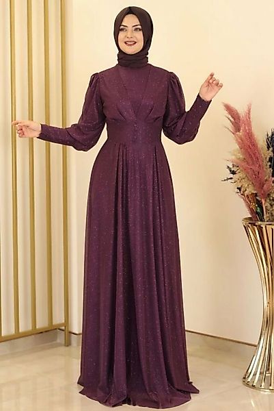 fashionshowcase Abendkleid Damen Glitzer Maxikleid mit Volant Abiye Abaya H günstig online kaufen