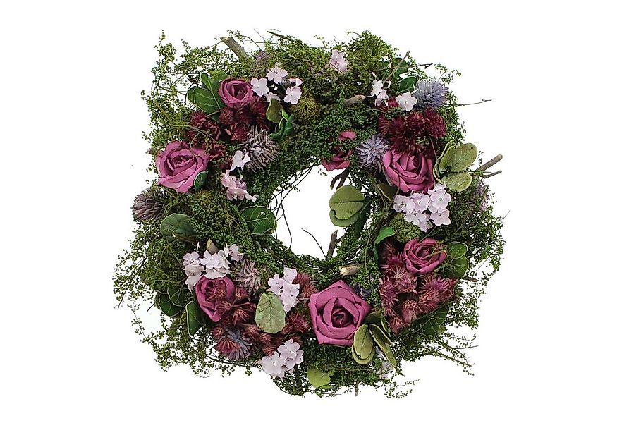 Dekoleidenschaft Dekokranz "Lila Rose" aus Naturmaterialien & Textilblüten, günstig online kaufen