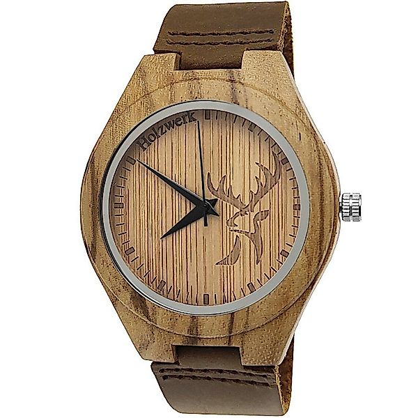 Holzwerk Quarzuhr Leder & Holz Armbanduhr, günstig online kaufen