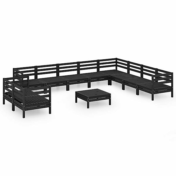 11-tlg. Garten-lounge-set Massivholz Kiefer Schwarz günstig online kaufen