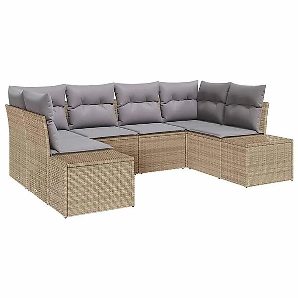 vidaXL Gartensofa-Set 6 Stk Beige und Hellgrau Poly Rattan 3355869 günstig online kaufen
