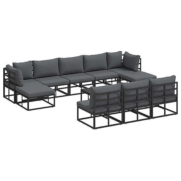 vidaXL Garten-Sofa-Set mit Kissen 11-Tlg Schwarz Aluminium 3378911 günstig online kaufen