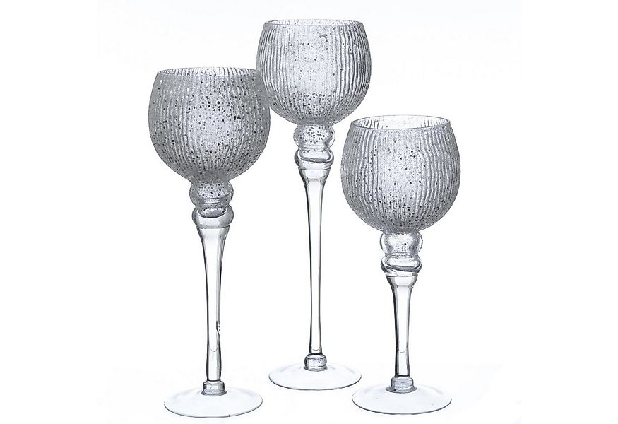 MARELIDA Kerzenhalter Kelch Glas Windlicht Teelichthalter 3 Höhen glitzernd günstig online kaufen