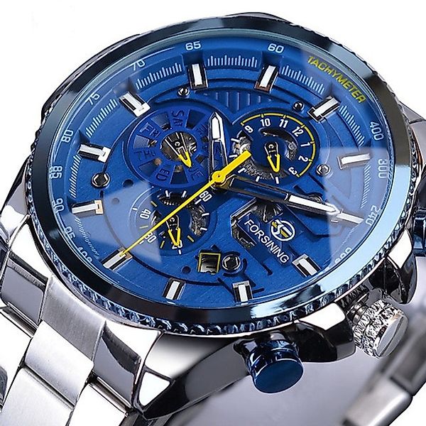 Rötting Design Automatikuhr Herrenuhr Armbanduhr Marke Forsining blaues Zif günstig online kaufen