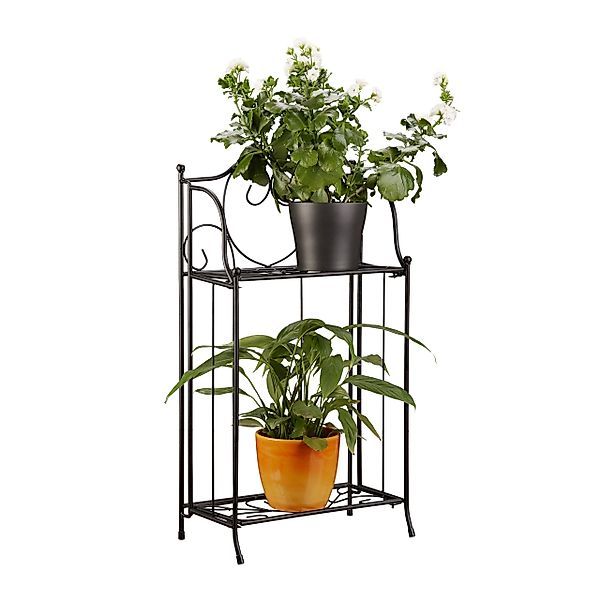 relaxdays Blumenständer Blumenregal Metall 2 Ablagen günstig online kaufen