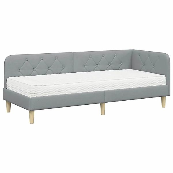 vidaXL Eckbettgestell mit Matratze Hellgrau 80 x 200 cm Stoff 3394101 günstig online kaufen