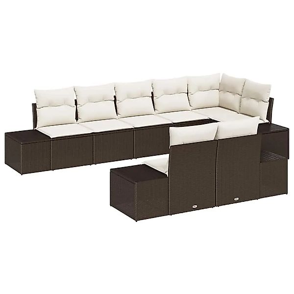 vidaXL Gartensofa-Set mit Speicher 8 Stk Braun und Creme Poly Rattan 335577 günstig online kaufen