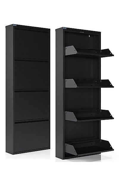 Kaufexpress GmbH Schuhschrank Metall-Schuhregal mit 4 Klappen – schmal, pla günstig online kaufen