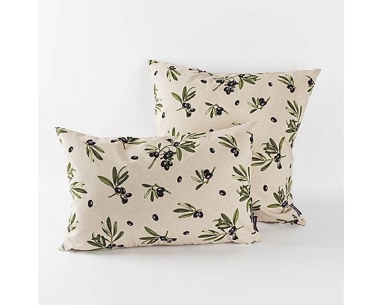 SCHÖNER LEBEN. Dekokissen Kissenhülle Olivenzweige natur grün schwarz div. günstig online kaufen