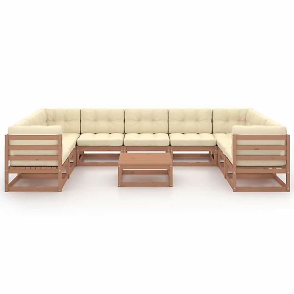 10-tlg. Garten-lounge-set Kissen Honigbraun Kiefer Massivholz günstig online kaufen