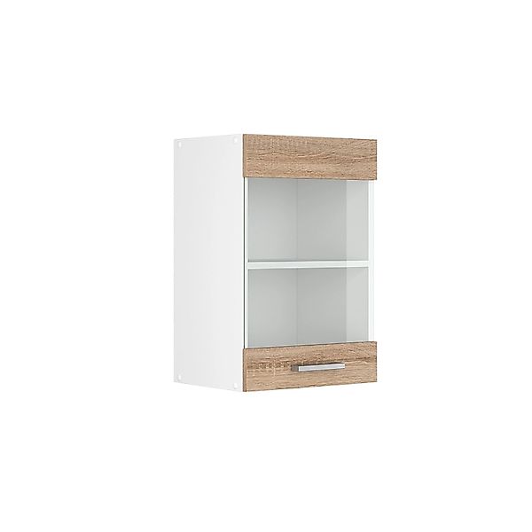 Vicco Küchenglasschrank R-Line Glashängeschrank Sonoma/Weiß 40 cm günstig online kaufen