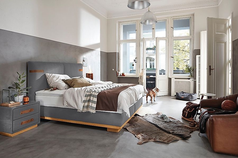 Birkenstock Nachtkommode "Montevideo", inklusive Glasplatte, mit Lederlasch günstig online kaufen