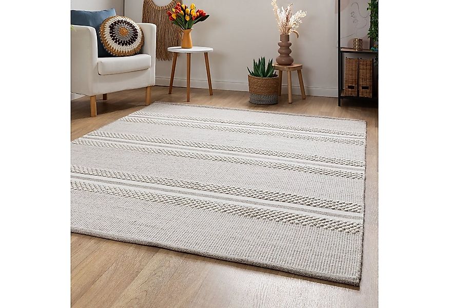 Steffensmeier Wollteppich Habo Breite Streifen, Rechteckig, Handwebteppich, günstig online kaufen