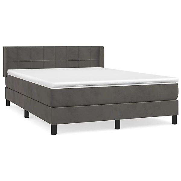 vidaXL Boxspringbett mit Matratze Dunkelgrau 140x200 cm Samt1399635 günstig online kaufen