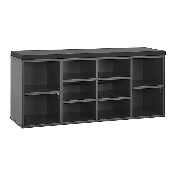 Juskys Schuhregal mit Polsterung und 10 Fächern 104 x 30 x 48 cm Dunkelgrau günstig online kaufen