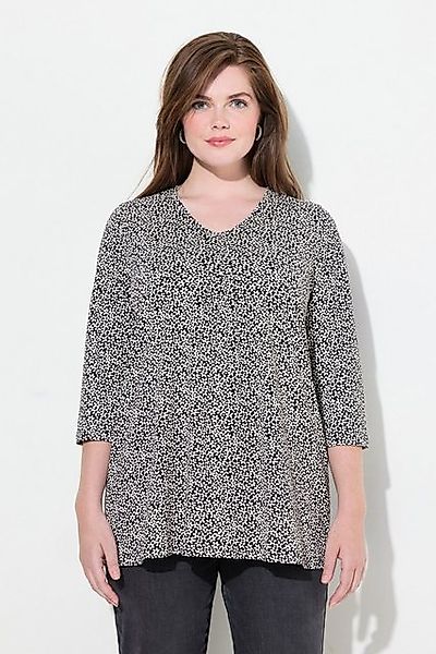 Ulla Popken Longsleeve Shirt Blüten A-Linie V-Ausschnitt 3/4-Arm günstig online kaufen