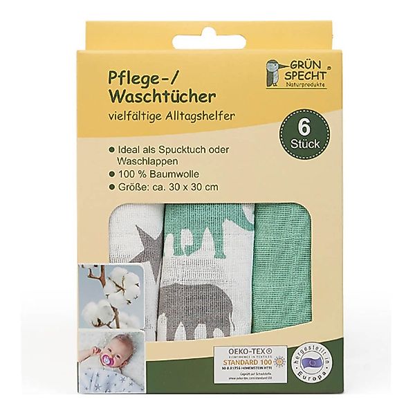 GRÜNSPECHT Duschtücher 6 Pflege-/Waschtücher 30x30cm - günstig online kaufen