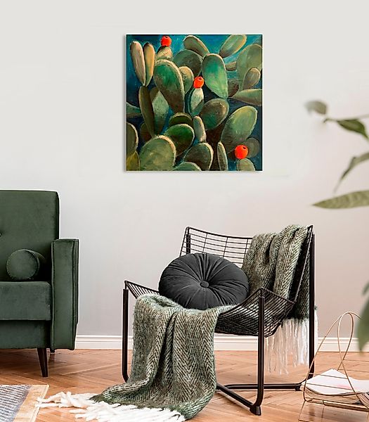 queence Leinwandbild "Cactus de Felanitx" Blumen  Blumenbilder  Kunst  Pfla günstig online kaufen