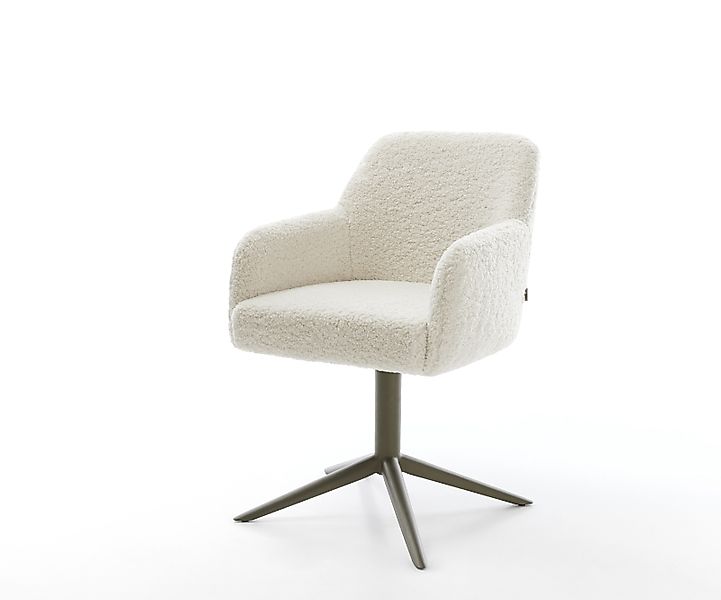 Drehstuhl Greg-Flex Teddystoff Beige Fußkreuz Effektfinish Titan 360° drehb günstig online kaufen