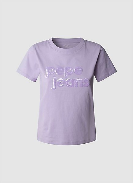 Pepe Jeans T-Shirt ARIA mit Ton-in-Ton Paillettenbesatz günstig online kaufen