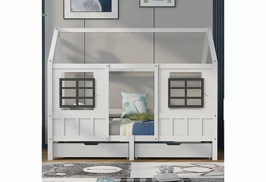 OKWISH Kinderbett Einzelbett Tagesbett Hausbett mit 2 Schubladen (weiß (200 günstig online kaufen