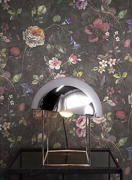 Newroom Vliestapete, Schwarz Tapete Floral Blumen - Blumentapete Rosa Rot R günstig online kaufen