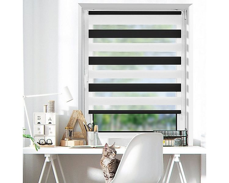 Doppelrollo rollos für Fenster ohne Bohren 130cm, OUBO, Lichtschutz, freihä günstig online kaufen