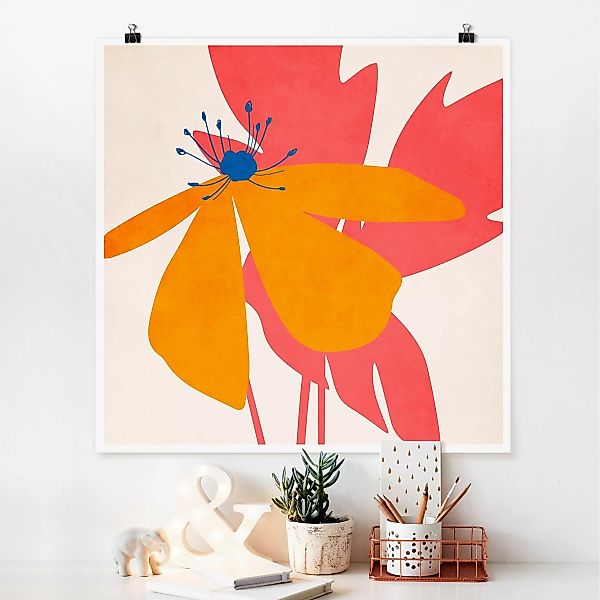 Poster Florale Schönheit Rosa und Orange günstig online kaufen